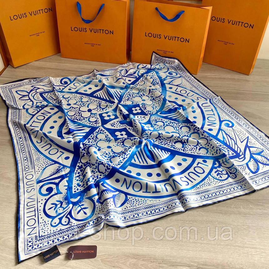 Хустка Louis Vuitton шовкова з ручною підшивкою, фото 1