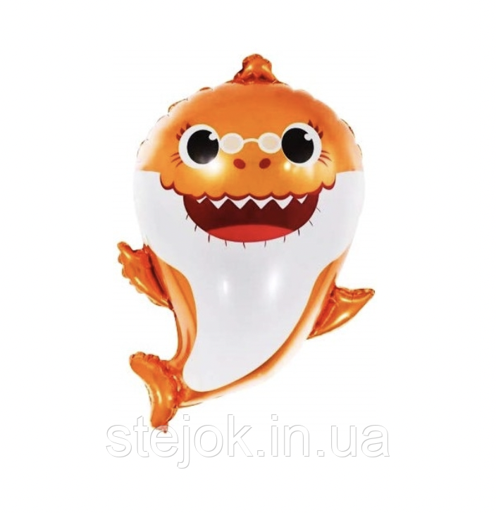 Фольгована кулька Велика фігура Baby Shark Акуленок оранжевый, фото 1