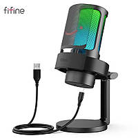 Микрофон Fifine A8 AmpliGame USB с подсветкой RGB и поп фильтром