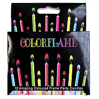 Свечи для торта с разноцветными огоньками (12 штук)