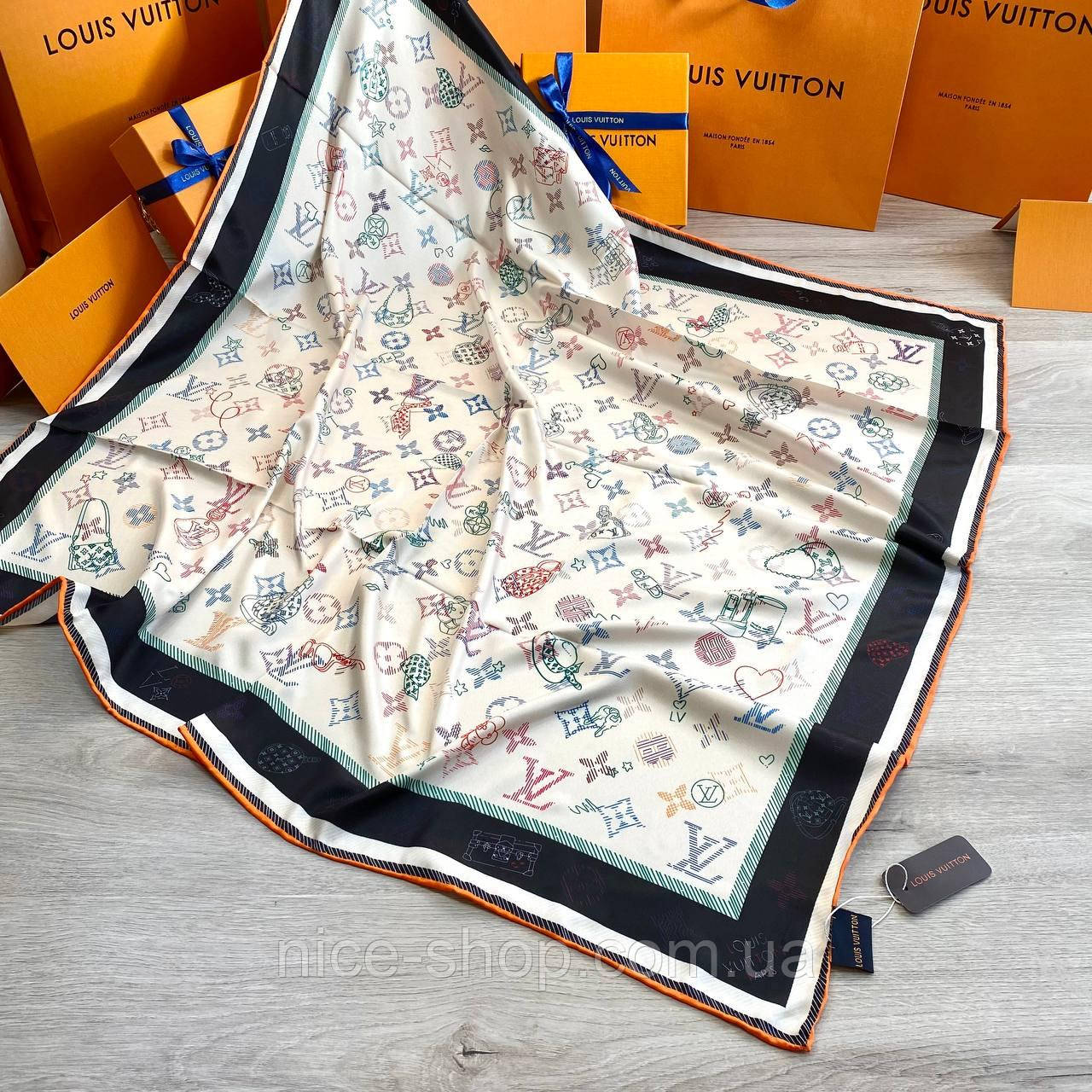 Хустка Louis Vuitton шовкова з ручною підшивкою