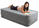 Преміум якість надувне ліжко матрац односпальне 46х99х191 комфорт плюш до 126 кг з вбудованим насосом 220-240V Intex, фото 8