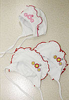 Детская шапка велюровая на подкладке для новорожденной девочки 36-38