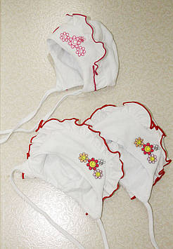 Дитяча шапка велюрова на підкладці для новонародженої дівчинки 36-38