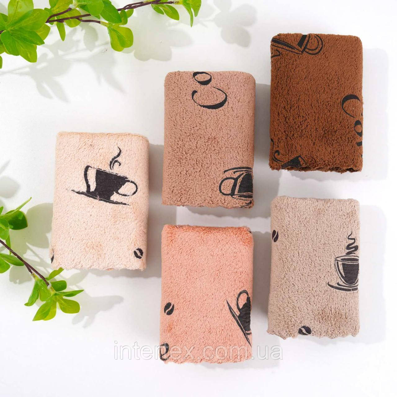 Набір кухонних рушників Coffee світлі (мікрофібра) 5шт. 35x75 см