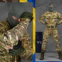 Тактический штурмовой костюм с наколенниками soft shell мультикам для военных, софт шелл demi multicam