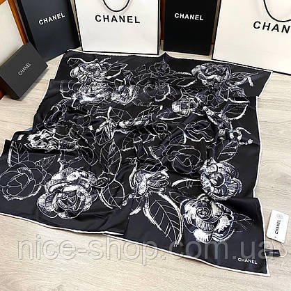 Хустка шовкова C.H.A.N.E.L з ручною підшивкою, фото 5