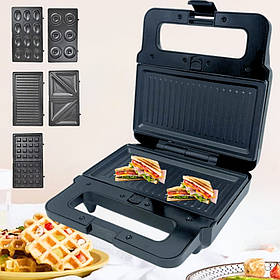 Вафельниця 5в1 Zepline 2200W ZP-802 Мультимейкер зі змінними панелями для сендвічів пончиків гриль горішниця