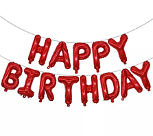 Фольговані букви | гірлянда "HAPPY BIRTHDAY", червоні