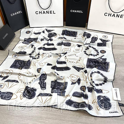 Хустка шовкова C.H.A.N.E.L з ручною підшивкою, фото 5