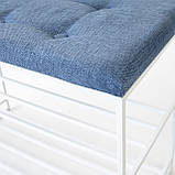 Підставка під взуття 10*10, м’яка, блакитна тканина, біла текстура, фото 3