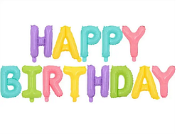Фольговані букви | гірлянда "HAPPY BIRTHDAY", різнокольорові (макарун)
