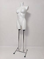 Манекен женский белый "Венера ровная" на подставке с хромированными трубами
