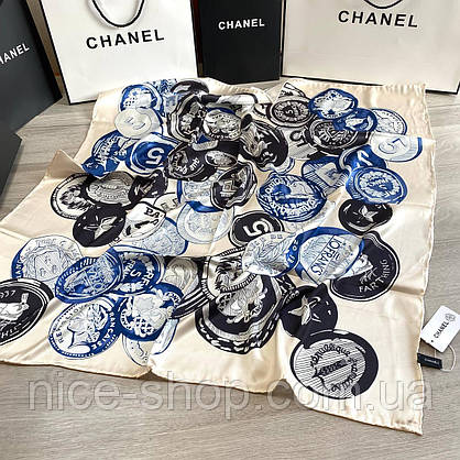 Хустка шовкова C.H.A.N.E.L з ручною підшивкою, фото 4
