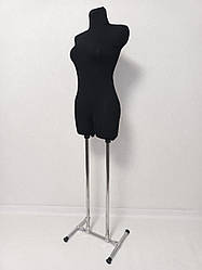 Манекен жіночий "Венера рівна" в тканині на підставці з хромованими трубами