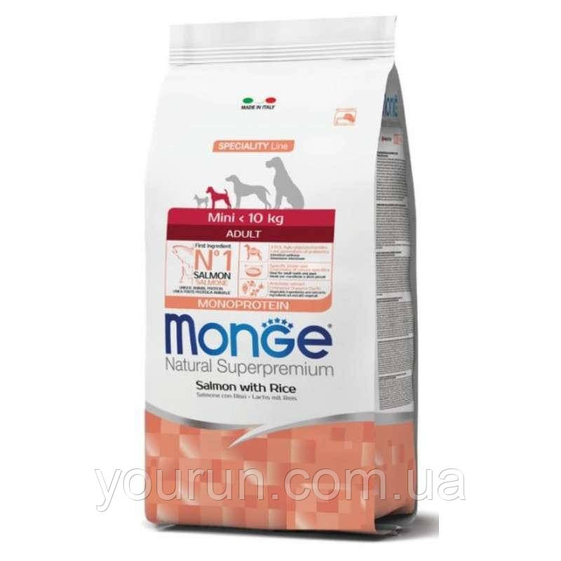 Monge (Монж) Monoprotein Mini Adult Salmon with Rice - Сухий монопротеїновий корм із лососем та рисом для дорослих собак маленьких