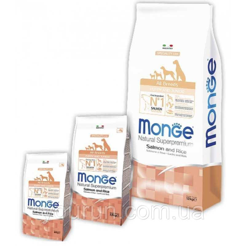 Monge (Монж) Natural Superpremium All Breeds Puppy & Junior - Сухий корм з лососем і рисом для цуценят всіх порід 2.5 кг, фото 1