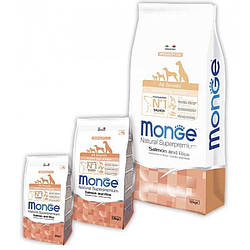Monge (Монж) Natural Superpremium All Breeds Puppy & Junior - Сухий корм з лососем і рисом для цуценят всіх порід 800 гр