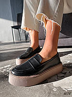 Туфли лоферы женские Florri черные натуральная кожа 8074