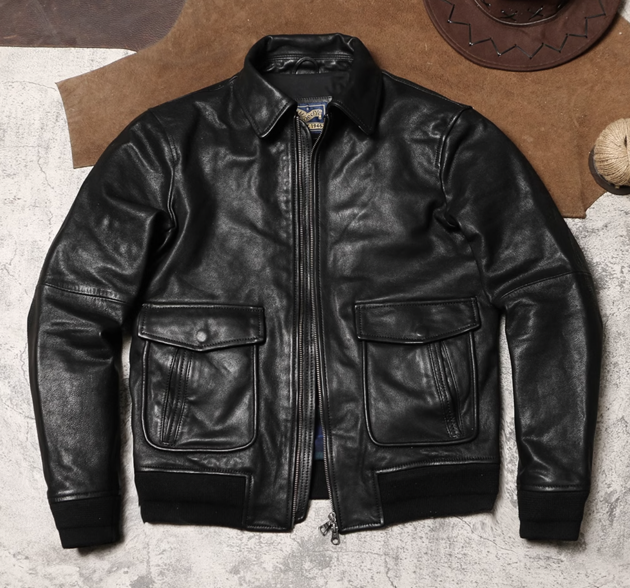 Чоловіча шкіряна куртка чорна Urban. (0125), фото 1