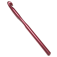 Крючок для Вязания, Алюминиевый, Длина: 15см, Размер: 9.0мм, Малиновый (1 шт.)