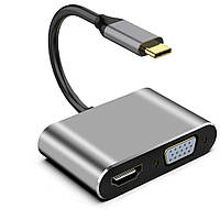 Конвертер Type-C 4в1 (HDMI /VGA/USB/PD)