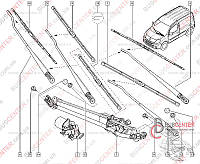 Моторчик стеклоочистителя (электродвигатель дворников) Renault Kangoo 7701066449