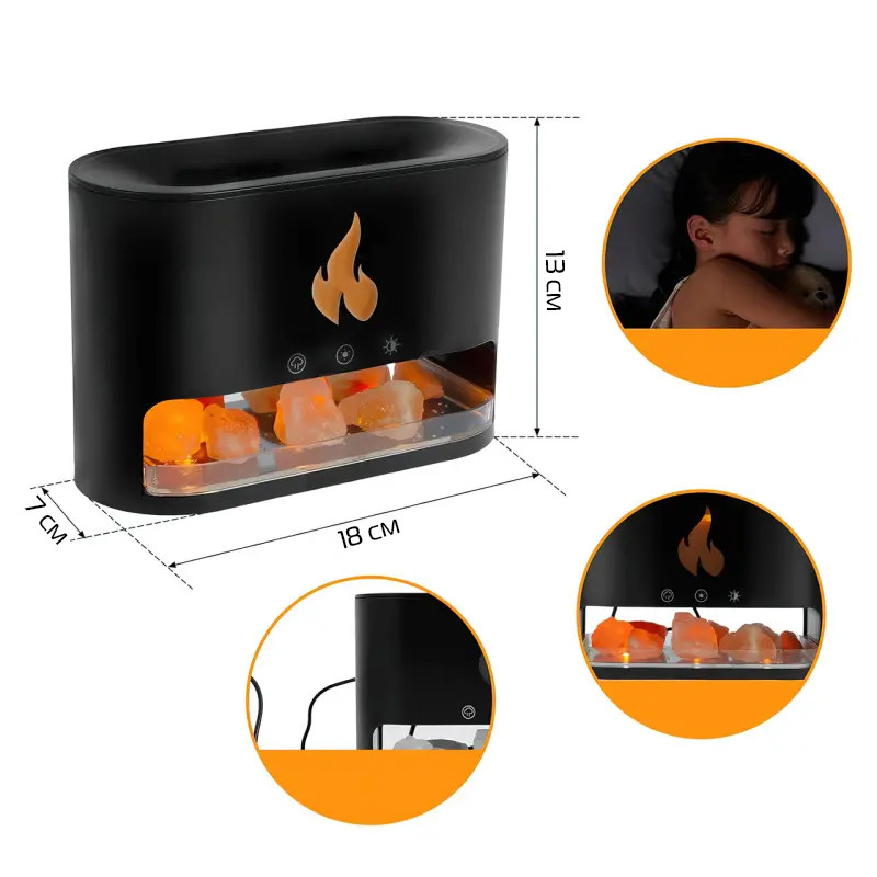 Лампа увлажнитель воздуха Docsal Flame 3в1 с ультразвуковым увлажнением и соляными камнями (9034), фото 10