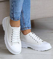 Жіночі білі кросівки - кеди спортивні маломірки (12027)