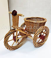 Кашпо декоративное большое - велосипед с лозы