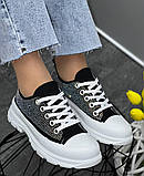 Кросівки жіночі кеди чорні з білим (12011), фото 5