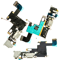 Шлейф (Flat cable) iPhone 6S Plus з роз'ємом зарядки, з роз'ємом навушників, з мікрофоном сірий