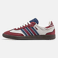 Кроссовки мужские Adidas Samba бордовые, Адидас Самба замшевые, код MD-1383