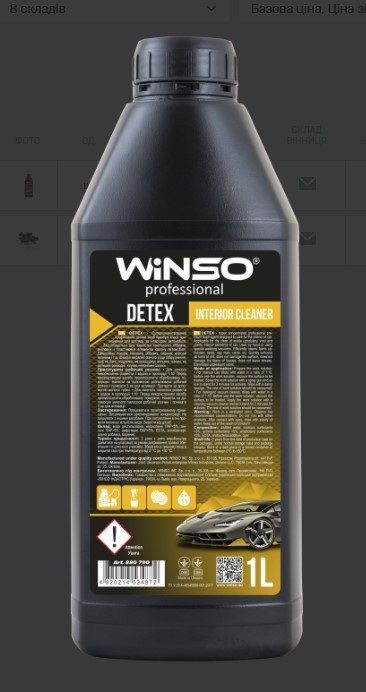 Очисних салону (текстиль, вініл, пластик) Detex Interior Cleaner (концетрат 1:10) 1л, фото 1