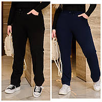 Жіночі весняні прямі спортивні штани батал. Розмір: 50-52, 54-56, 58-60. Кольори: чорний, темно-синій.