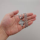 Чоловіча срібна цепочка і хрестик Спас Нерукотворний з молитвою. Ланцюжок бісмарк 55 см і кулон хрест, фото 3