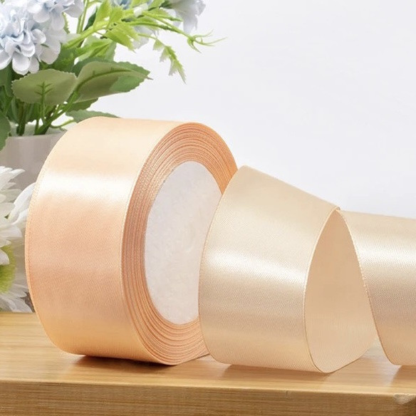 Стрічка атласна 5 см 23 м колір Світлий Персик