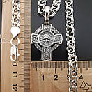 Чоловіча срібна цепочка і хрестик Спас Нерукотворний з молитвою. Ланцюжок бісмарк 55 см і кулон хрест, фото 5