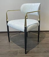 М'яке крісло на чорних ніжках із золотими підлокітниками Korfu (Корфу), фото 6