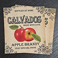 CALVADOS -наклейка сувенирная на бутылку кальвадоса 8 х 9 см (+покрытие)