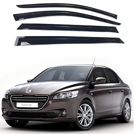 Дефлектори вікон, вітровики на Peugeot 301 седан 2012-2022 (скотч) AV-Tuning