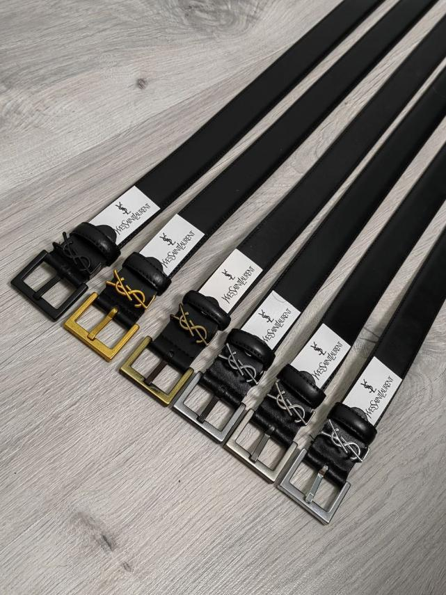Ремень шкіряний жіночий YSL 30 мм. чорний 931504, фото 1