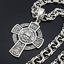 Чоловіча срібна цепочка і хрестик Спас Нерукотворний з молитвою. Ланцюжок бісмарк 55 см і кулон хрест, фото 8