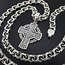 Чоловіча срібна цепочка і хрестик Спас Нерукотворний з молитвою. Ланцюжок бісмарк 55 см і кулон хрест, фото 7