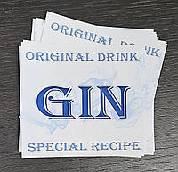 Наклейка сувенирная на бутылку джина "GIN"