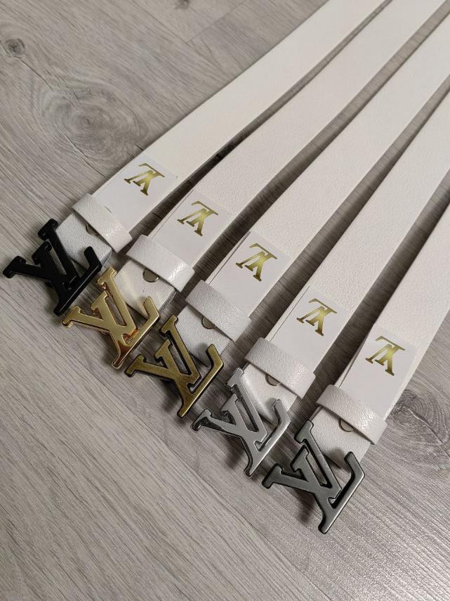 Ремень шкіряний жіночий Louis Vuitton 30 мм. білий 931505
