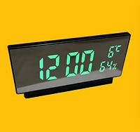 Часы сетевые настольные VST-897Y-4 (зеленые цифры, температура, влажность, работают от USB)