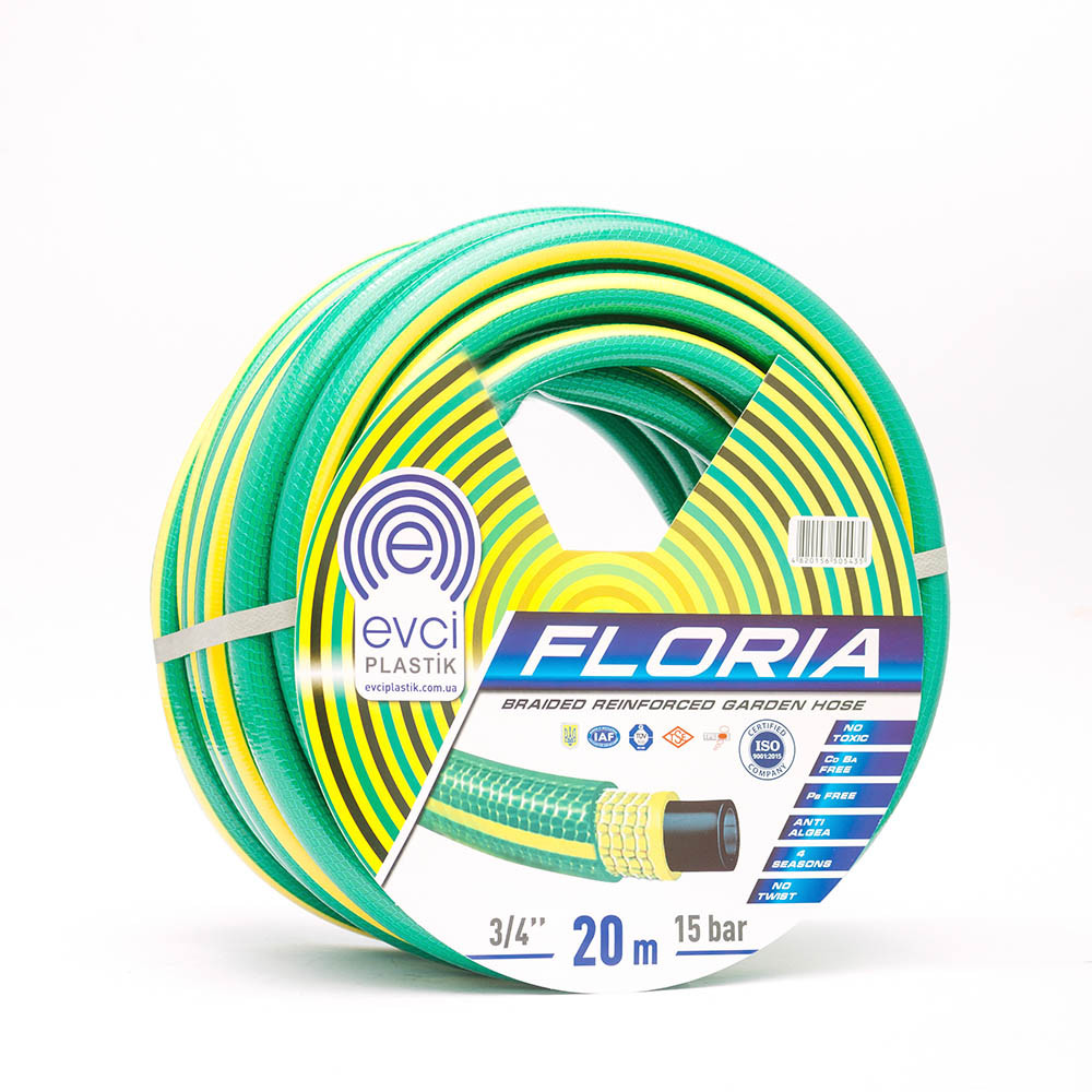 Шланг для поливу Evci Plastik Floria ПВХ Ø 3/4" чотиришаровий, армований, бухта 20 м, фото 1