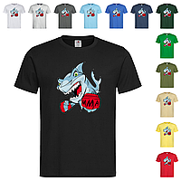 Чорна чоловіча/унісекс футболка З малюнком ММА акула (18-1-3)