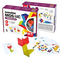 Дерев'яна трикутна мозаїка, 64 елементи, 30 завдань, 900194, для дітей від 3 років, Павунок крихітка